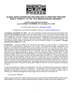 GLOBAL MUSIC SUPERSTARS ONE DIRECTION TO PERFORM