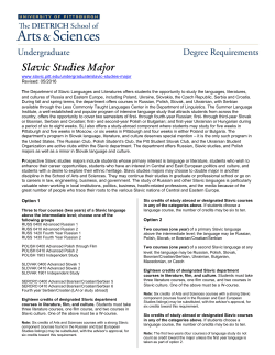 Slavic Studies - Kenneth P. Dietrich School of Arts and Sciences