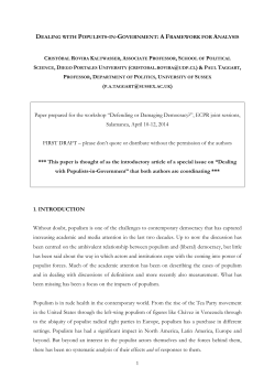 Dealing with Populists-In-Government: A Framework for Analysis