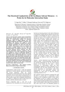The Electrical Conductivity of HCl in Binary Solvent