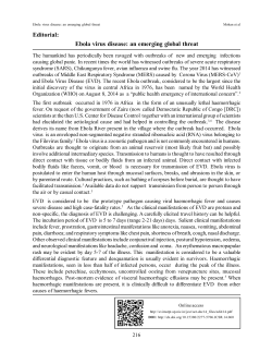 Ebola virus disease: an emerging global threat