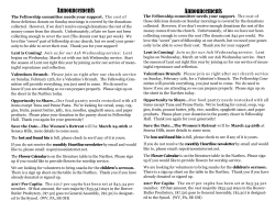 Announcements for Bulletin February 5