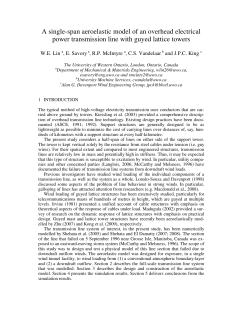 A single-span aeroelastic model of an overhead electrical power