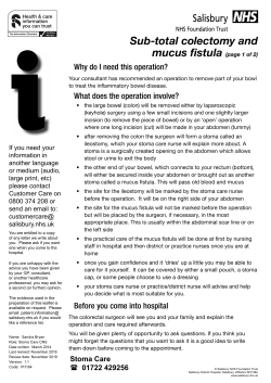 Sub-total colectomy and mucus fistula