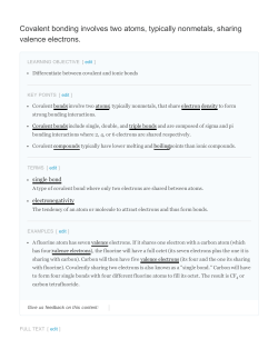 Covalent bonding involves two atoms, typically