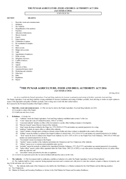the punjab agriculture, food and drug authority act 2016