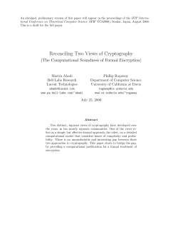 Reconciling Two Views of Cryptography