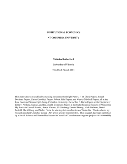 INSTITUTIONAL ECONOMICS AT COLUMBIA UNIVERSITY