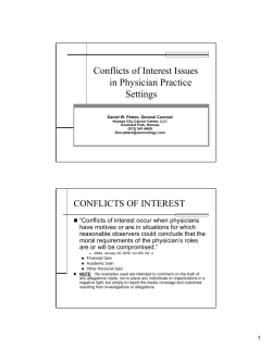 Conflicts of Interest Issues in Physician Practice Settings