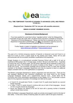TEACHER OF SPANISH WITH FRENCH - OMAGH ACADEMY
