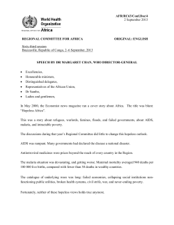 Speech by Dr Margaret Chan, WHO Director-General