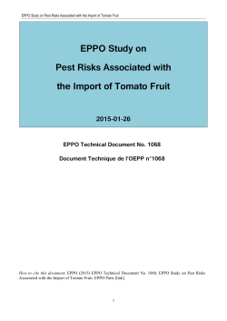 EPPO Study on Pest Risks Associated with the Import of Tomato Fruit