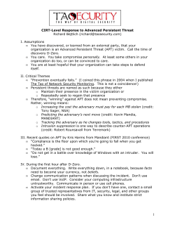CIRT-Level Response to Advanced Persistent Threat