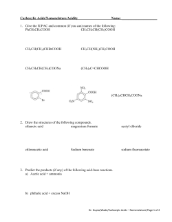 Carboxylic Acids/Wade: Nomenclature and Acidity