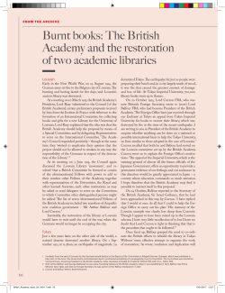 Burnt books: The British Academy and the restoration of two