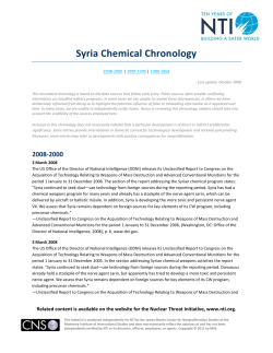 Syria Chemical Chronology - Nuclear Threat Initiative