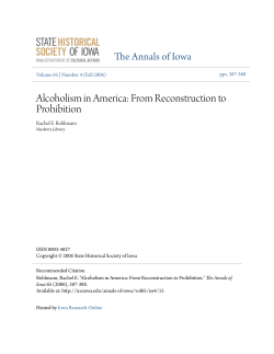 Alcoholism in America: From Reconstruction to Prohibition
