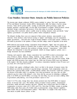 Investor-State Attacks on Public Interest Policies