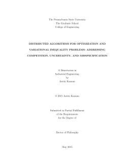 DISTRIBUTED ALGORITHMS FOR OPTIMIZATION AND