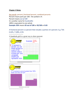 Chapter 4 Notes Key words: percent, fractional percent, combined
