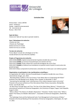 1 Curriculum Vitae Pr&eacute;nom Nom : James LINTON Statut : Professeur
