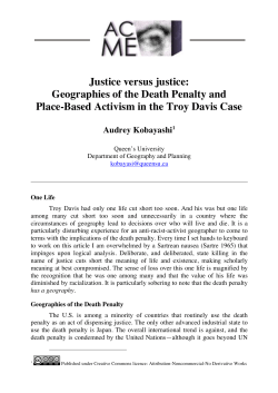 Justice versus justice: Geographies of the Death Penalty and Place