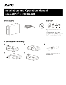 Installation and Operation Manual Back-UPS BR900G-GR