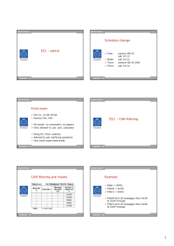 ES1 - admin Schedule change Final exam ES1 &ndash; CAN filtering