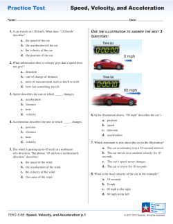 Practice Test Speed, Velocity, and Acceleration