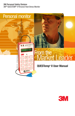 3M QUESTemp II Personal Heat Stress Monitor User Manual
