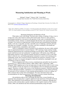 Measuring Satisfaction and Meaning at Work