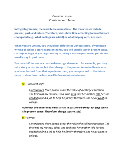 Grammar Lesson Consistent Verb Tense In English grammar, the