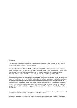 Disclaimer This Report is prepared by Deloitte Touche Tohmatsu