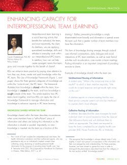 enhancing capacity for interprofessional team learning
