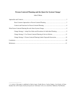 Person-Centered Planning and the Quest System