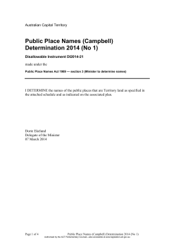 Public Place Names (Campbell) Determination 2014 (No 1)