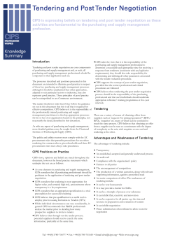 Tendering and Post Tender Negotiation