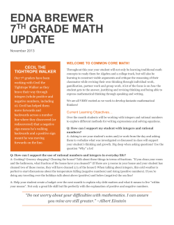 Grade 7 Unit Newsletter: Rational numbers