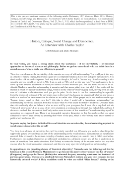 History, Critique, Social Change and Democracy. An