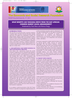 What Benefits exist for Tanzania within East African Common Market