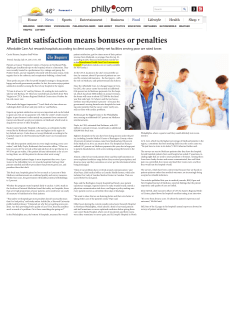 Patient satisfaction means bonuses or penalties