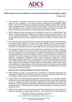 ADCS response to the consultation on the national assessment and