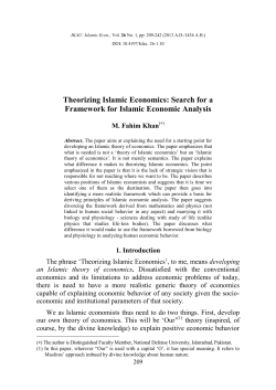 Theorizing Islamic Economics: Search for a Framework for Islamic