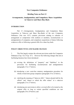 Briefing Notes on Part 13 of the New Companies Ordinance