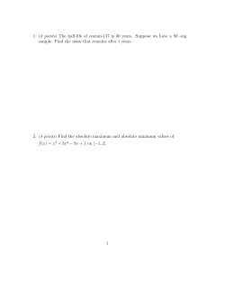 1. (8 points) The half-life of cesium