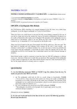 MATERIA: INGL&Eacute;S OPCI&Oacute;N A Earthquake Hits