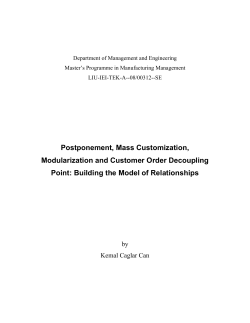 Postponement, Mass Customization, Modularization