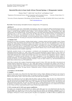 Bacterial Diversity in South Africa Thermal Springs
