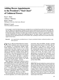 Adding Recess Appointments to the President`s "Tool Chest" of