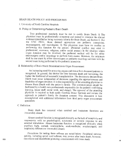 BRAIN DEATH POLICY AND PROCEDLIRES I. University of North
